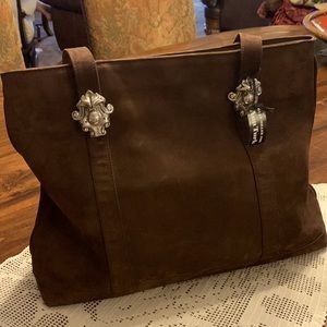 Glenn Miller for Ann Turk Brown suede leather handbag.